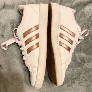 White/Rose Gold Adidas Neo Cloudfoam Sneakers